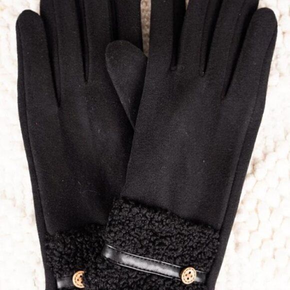LIB Design NY Black Microsuede Smart Touch Gloves OSFM - Picture 3 of 9